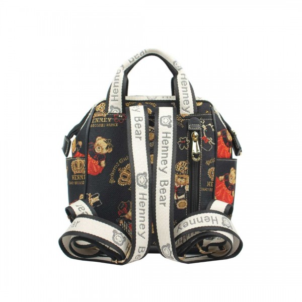 Henney Bear London Γυναικεία Τσάντα Πλάτης Μαύρη 24/25 H-375CRB