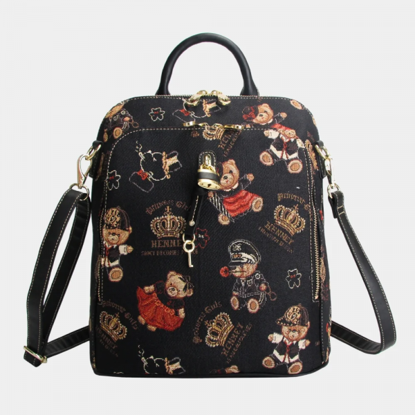Henney Bear London Γυναικεία Τσάντα Πλάτης Μαύρη 24/25 H-143CRB