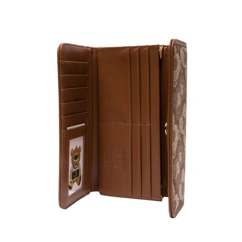 Henney Bear London Γυναικείο Πορτοφόλι Μεγάλο Καφέ 24/25 HW-062SBB