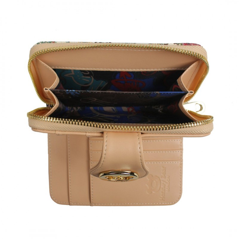 Henney Bear Μεσαίο Γυναικείο Πορτοφόλι Floral Summer Beige / HW-111