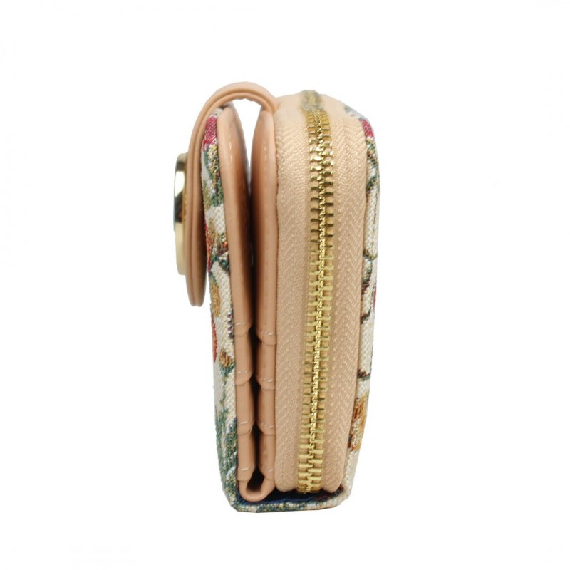 Henney Bear Μεσαίο Γυναικείο Πορτοφόλι Floral Summer Beige / HW-111