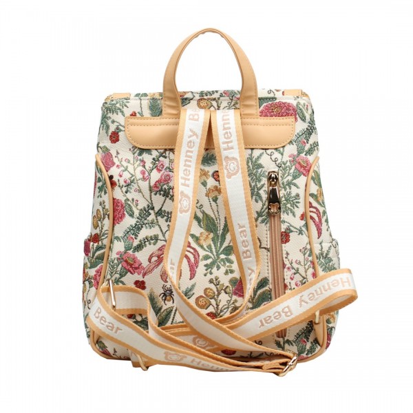 Henney Bear Γυναικείο σακίδιο πλάτης Floral Summer Beige