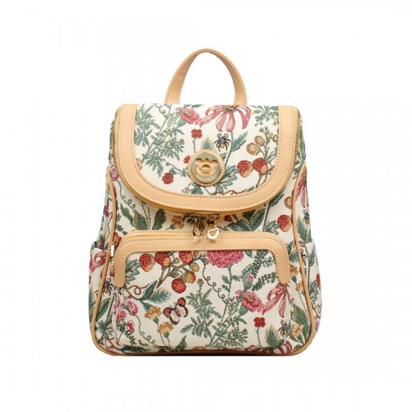 Henney Bear Γυναικείο σακίδιο πλάτης Floral Summer Beige