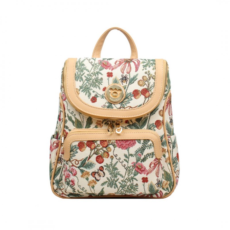 Henney Bear Γυναικείο σακίδιο πλάτης Floral Summer Beige