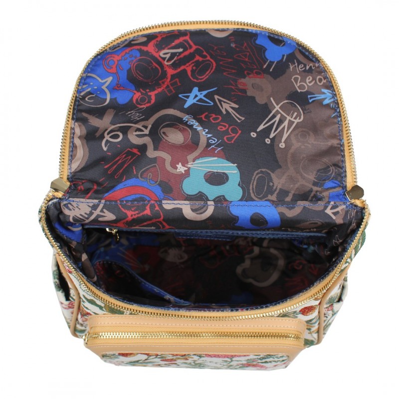 Henney Bear Γυναικείο σακίδιο πλάτης Floral Summer Beige