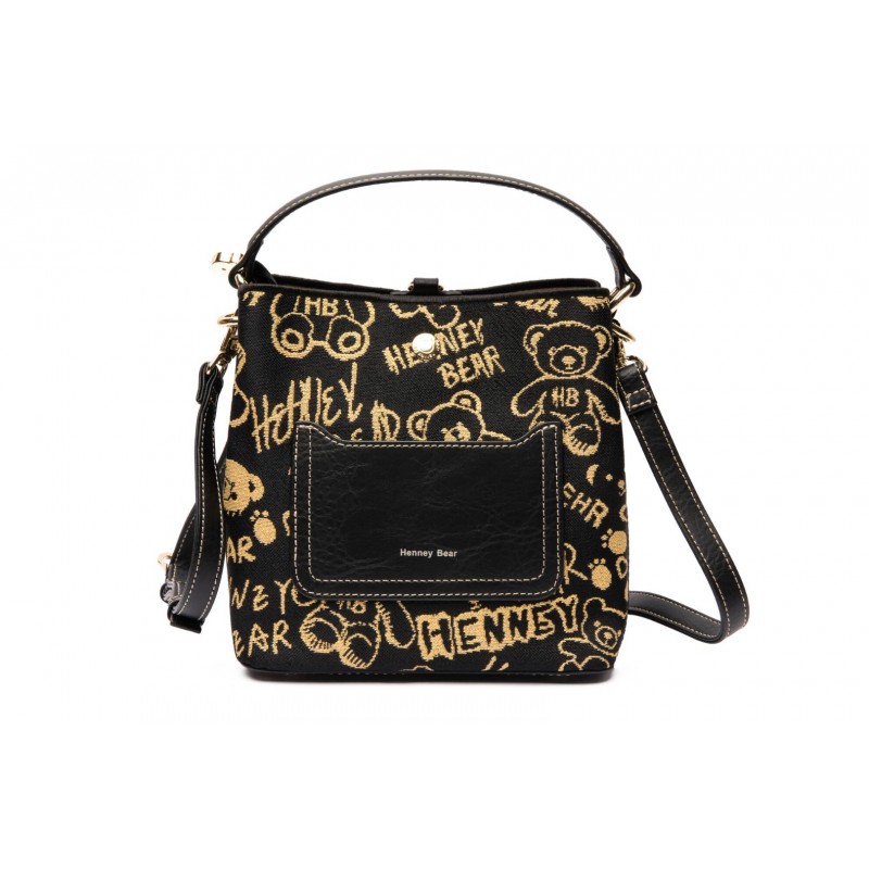 Henney Bear London Γυναικεία Τσάντα Χειρός/Ωμου Gold Time