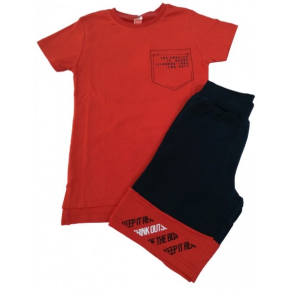 Παιδικό σετ Joyce “keep it real ” navy/κόκκινο για αγόρι 201437