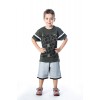 Παιδικό σετ βερμούδα/t-shirt Joyce γκρι/λαδί για αγόρι 201432