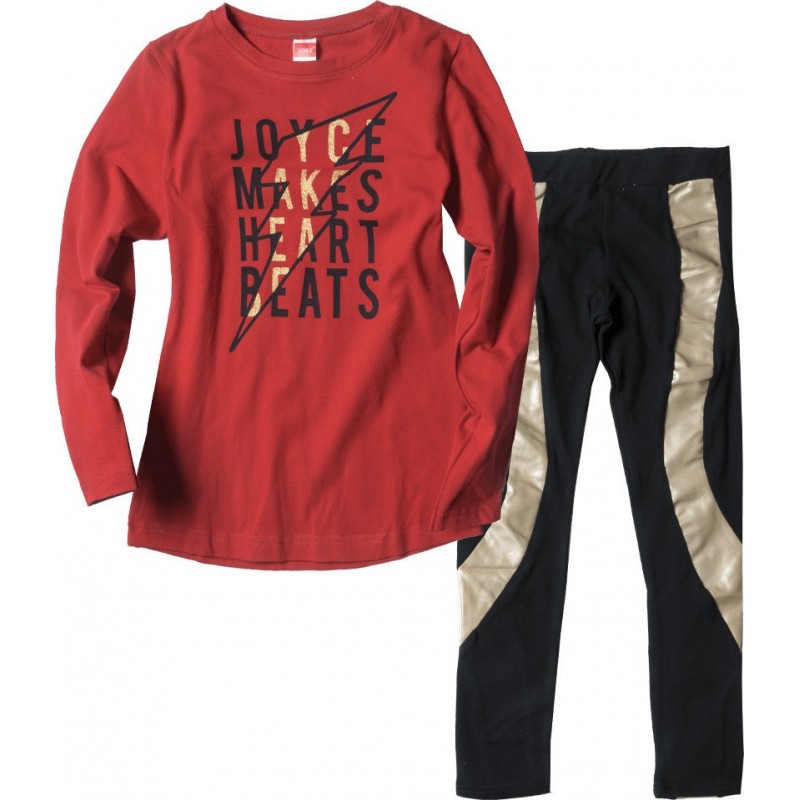 Παiδικό σετ για κορίτσι Joyce Κόκκινο Μαύρο με χρυσή γραμμή 216547-01