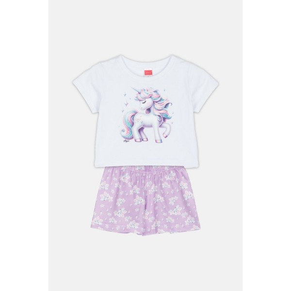 JOYCE Βαμβακερό Παιδικό Σετ 2τμχ 3D Unicorn Ασπρο/Λιλά 2511136-white lila