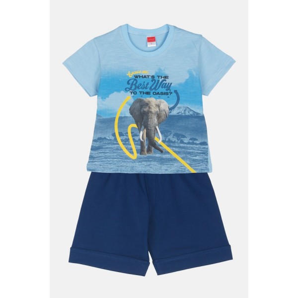 JOYCE Βαμβακερό Παιδικό Σετ 2τμχ Oasis Elephant Γαλάζιο/Μπλε 2512119-light blue blue