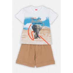 JOYCE Βαμβακερό Παιδικό Σετ 2τμχ Oasis Elephant Ασπρο/Καφέ 2512119-white brown 