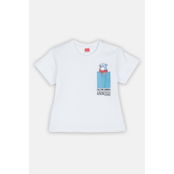 JOYCE Βαμβακερό Παιδικό Σετ 2τμχ Pocket Dolphin Ασπρο/Γαλάζιο 2512128-white light blue