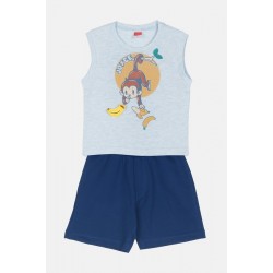 JOYCE Βαμβακερό Παιδικό Σετ 2τμχ Monkey Γαλάζιο 2512143-light blue