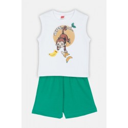 JOYCE Βαμβακερό Παιδικό Σετ 2τμχ Monkey Ασπρο/Πράσινο 2512143-white green