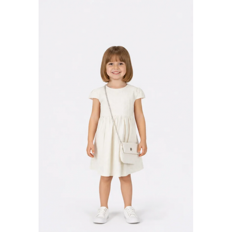 Joyce φόρεμα άσπρο για κορίτσι με τσαντάκι 2643606-02