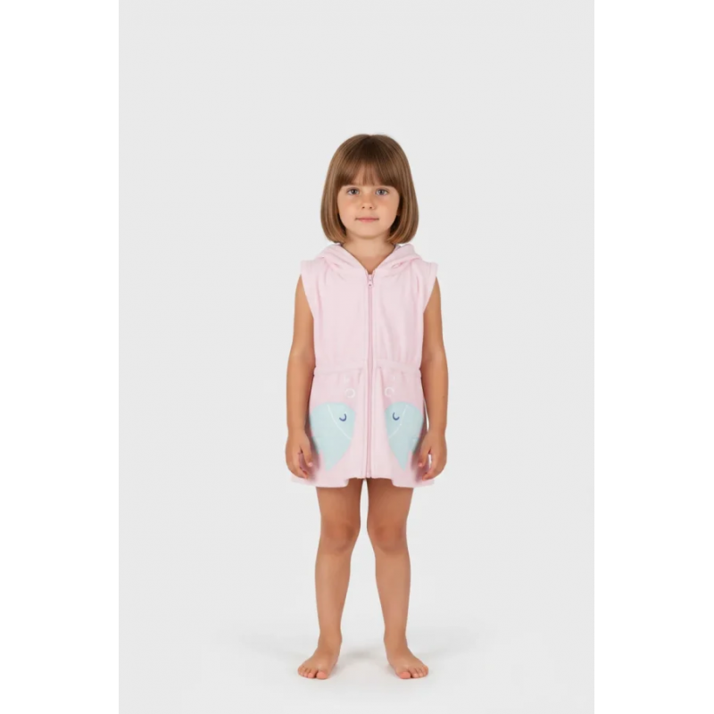 JOYCEφόρεμα πετσετέ  για κορίτσι swimwear ροζ με φερμουαρ2643811