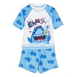 Joyce Παιδικό Μαγιό Σετ Λευκό/Σιέλ Μπλούζα/Σορτς 2544801-white blue