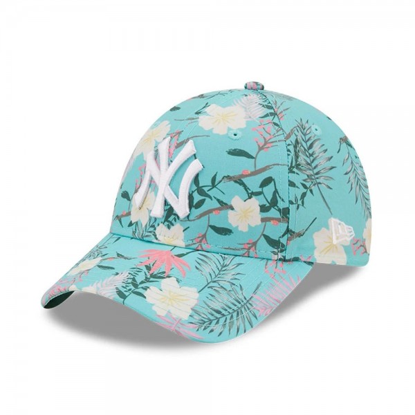 New York Yankees Floral Womens Turquoise 9FORTY Adjustable Cap 9FORTY Blue 60240360 