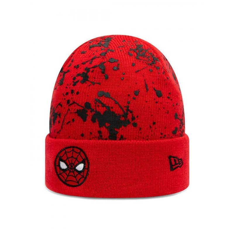 SPIDERMAN CHARACTER PAINT SPLAT KIDS RED CUFF BEANIE HAT 60141861