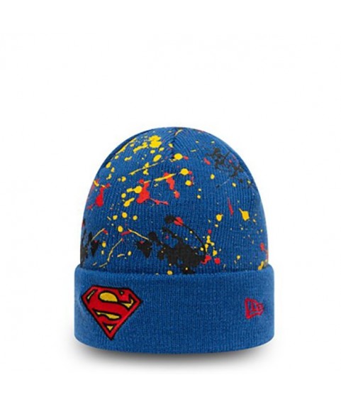 SUPERMAN CHARACTER PAINT SPLAT KIDS BLUE CUFF BEANIE HAT 60141866