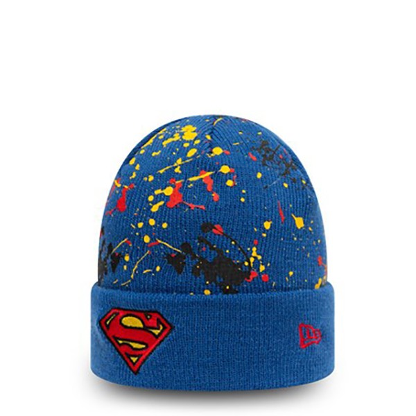 SUPERMAN CHARACTER PAINT SPLAT KIDS BLUE CUFF BEANIE HAT 60141866