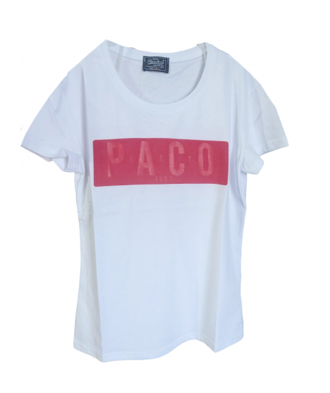 Paco & Co Γυναικείο T-shirt Λευκό με Στάμπα 13408-04