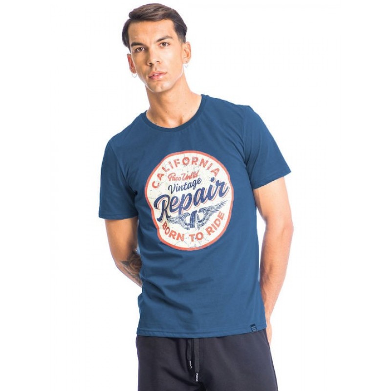 ΑΝΔΡΙΚΟ T-SHIRT PACO & CΟ "REPAIR" ΜΠΛΕ 13519-01