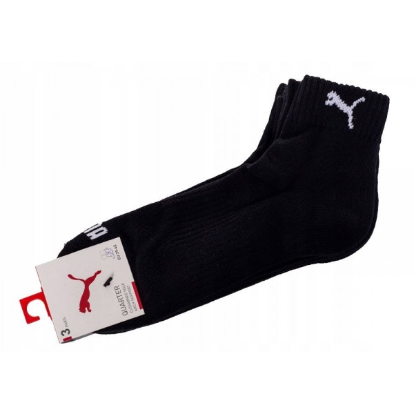 Puma unisex Cushioned Quarter Σετ 3 ζευγάρια κάλτσες 3/4 Μαύρες 907943-01