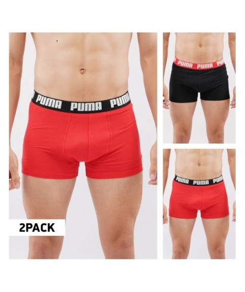 Puma Basic Ανδρικά Μποξεράκια Μαύρο/Κόκκινο 2Pack 521015001 786 040