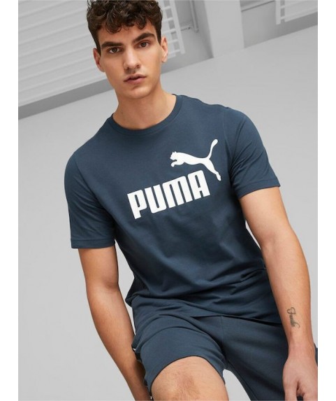 Puma Essentials Ανδρικό T-shirt Πετρόλ με Λογότυπο 586667 61