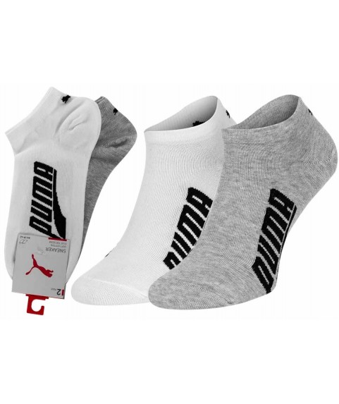 Puma Unisex Lifestyle Κάλτσες Sneaker Dobotex Άσπρο-Γκρι 2 Ζεύγοι 907949-02