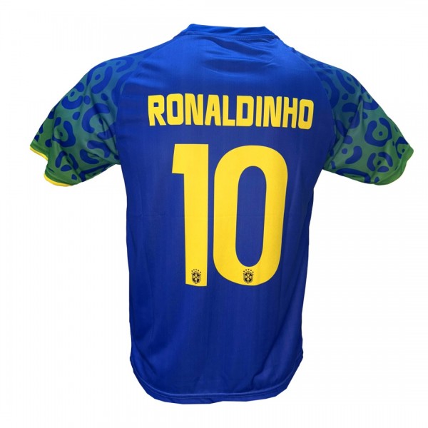 Ανδρική Εμφάνιση Ποδοσφαίρου RONALDINHO Εθνική Βραζιλίας Μπλε Κίτρινα γράμματα 290825-12