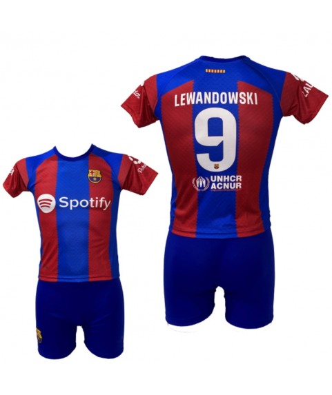 Παιδικό Σετ Ποδοσφαίρου Barcelona Lewandowski Μπλε-Κόκκινη Ρίγα 2024