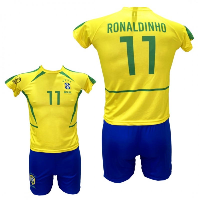 Παιδικό Σετ Ποδοσφαίρου Εθνική Βραζιλίας RONALDINHO Κίτρινο/Πράσινο/Μπλε 2024-02