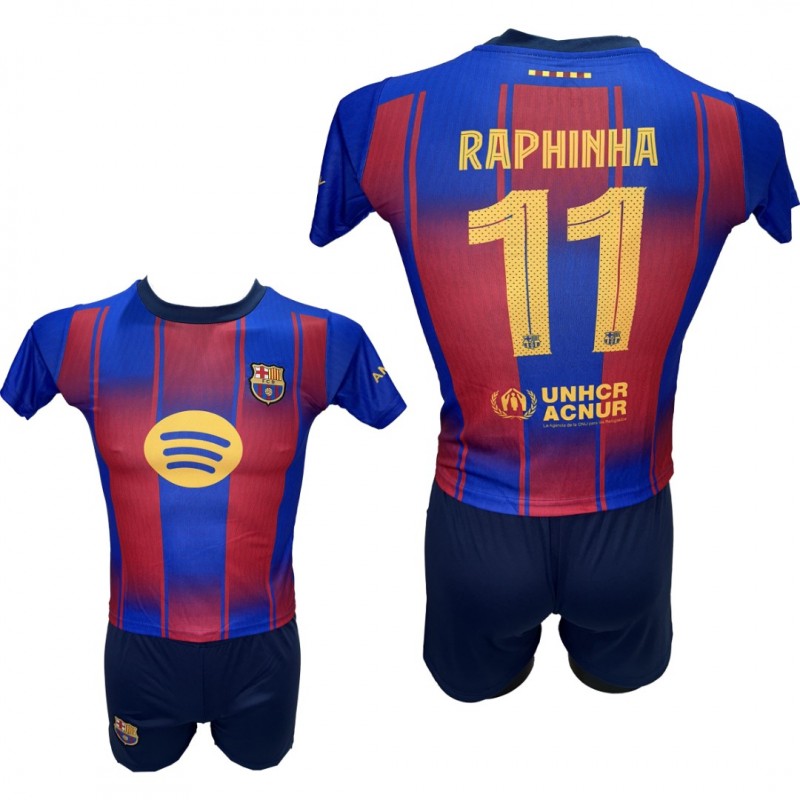 Παιδικό Σετ ποδοσφαίρου Barcelona Raphinha Μπλε Κόκκινο ριγέ 290825-26
