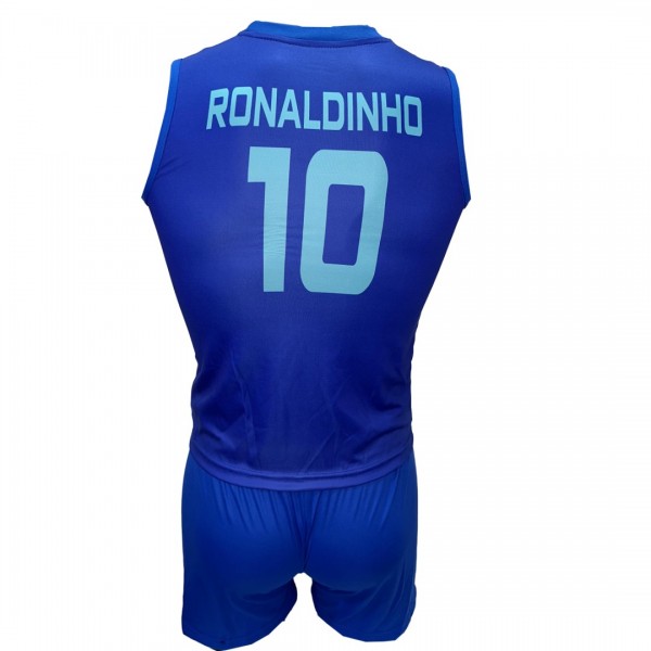 Παιδικό Σετ Ποδοσφαίρου Ronaldinho Εθνική Βραζιλίας Μπλε Βεραμαν Μπλε Αμάνικο 290825-30