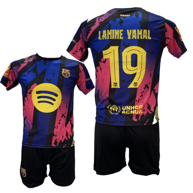 Παιδικό Σετ Ποδοσφαίρου Barcelona Lamine Yamal Μαύρο/Μπλε/Ροζ 24/25 2024-20B