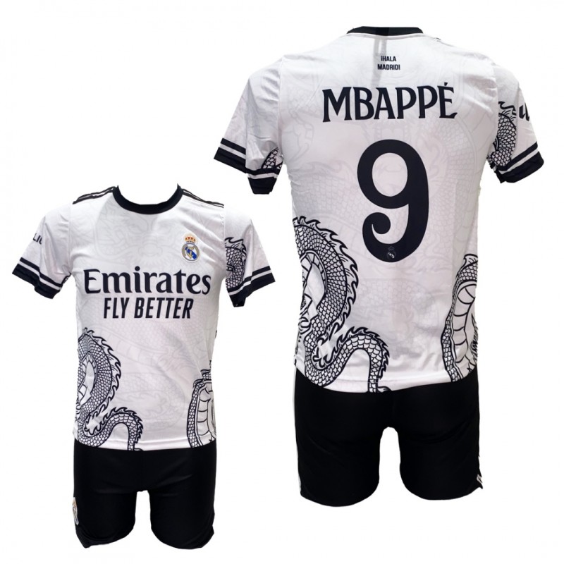 Παιδικό Σετ Ποδοσφαίρου Real Madrid Mbappe Ασπρο/Μαύρο/Δράκος 2211-17