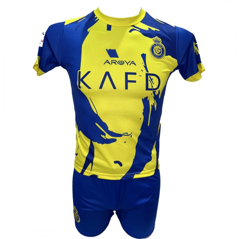 Παιδικό Σετ Ποδοσφαίρου Al Nassr Ronaldo Κίτρινο/Μπλε/Μπλε γράμματα SPECIAL EDITION 290825-19