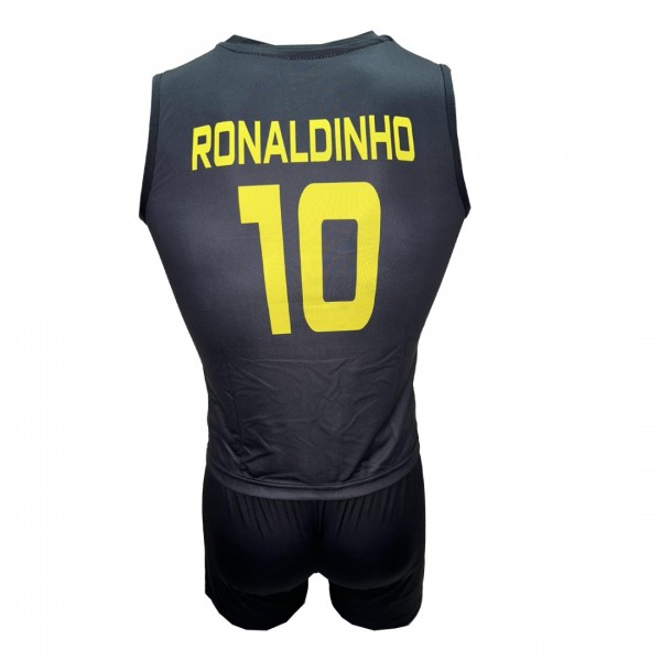 Παιδικό Σετ Ποδοσφαίρου Εθνική Βραζιλίας RONALDINHO Κίτρινο/ Μαύρο/ Χριστός Αμάνικο 290825-29