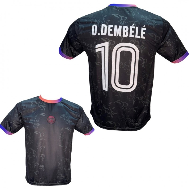 Ανδρική Εμφάνιση Ποδοσφαίρου PSG DEMBELE Μαύρο/ροζ-μωβ στο λαιμο και μανικια 270825-05