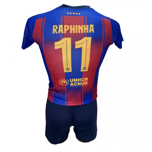 Παιδικό Σετ ποδοσφαίρου Barcelona Raphinha Μπλε Κόκκινο ριγέ 290825-26