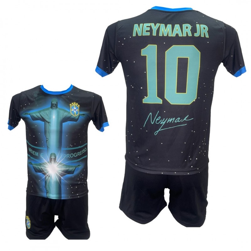 Παιδικό Σετ Ποδοσφαίρου Neymar Εθνική Βραζιλίας Μαύρο/Μπλε SPECIAL EDITION 1005-01