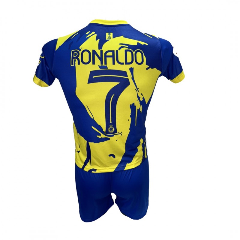 Παιδικό Σετ Ποδοσφαίρου Al Nassr Ronaldo Κίτρινο/Μπλε/Μπλε γράμματα SPECIAL EDITION 290825-19
