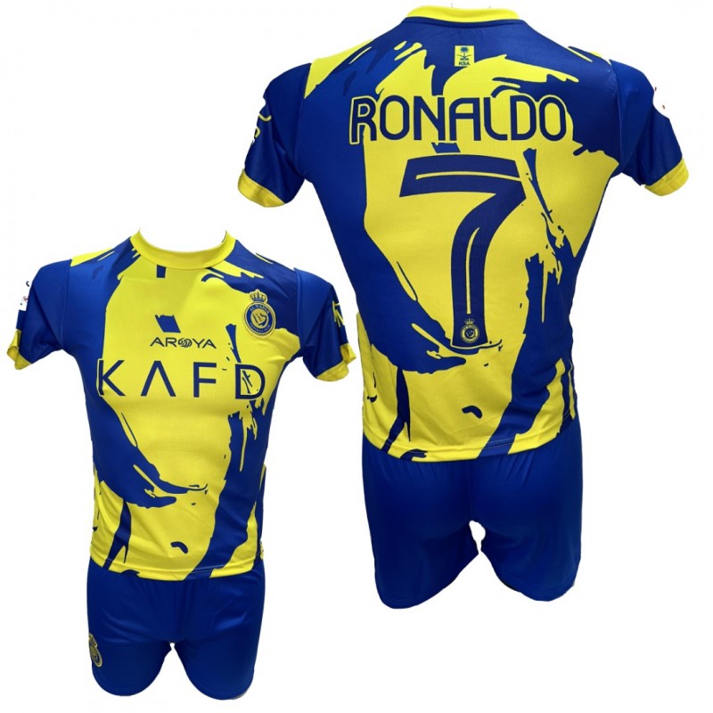 Παιδικό Σετ Ποδοσφαίρου Al Nassr Ronaldo Κίτρινο/Μπλε/Μπλε γράμματα SPECIAL EDITION 290825-19