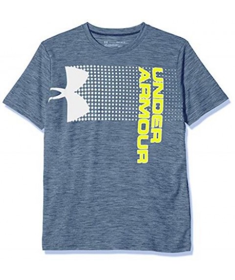 UA CROSSFADE TEE T-SHIRT BOY  GREY/GREEN YELLOW