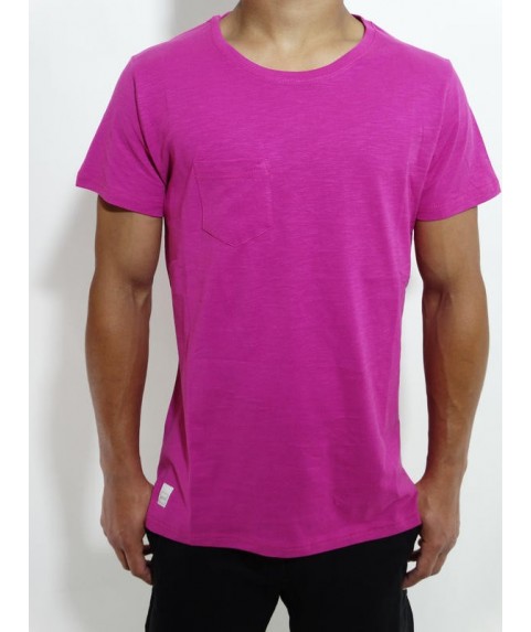 SLUB TEES WITH POCKET FOUCHIA