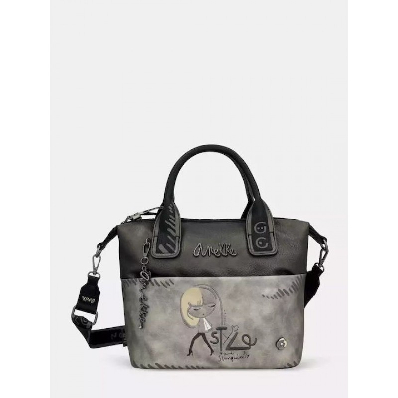 Anekke Γυναικεία Τσάντα Χειρός/Ώμου Μαύρο/Γκρι NATURE KOKO FW/25 41861-403
