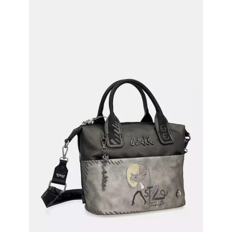 Anekke Γυναικεία Τσάντα Χειρός/Ώμου Μαύρο/Γκρι NATURE KOKO FW/25 41861-403